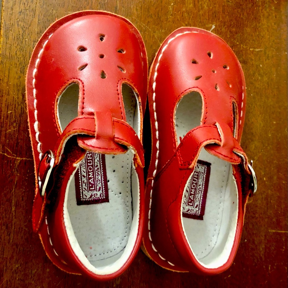 Red L’Amour Mary Janes, size 6.